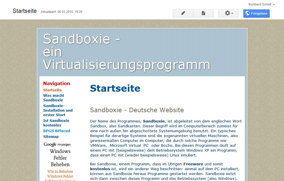 Screenshot sites.google.com/site/sandboxie1