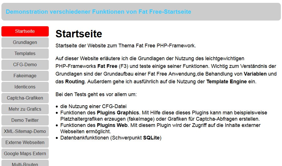 Screenshot fat-free-demo.skywalker.5cz.de