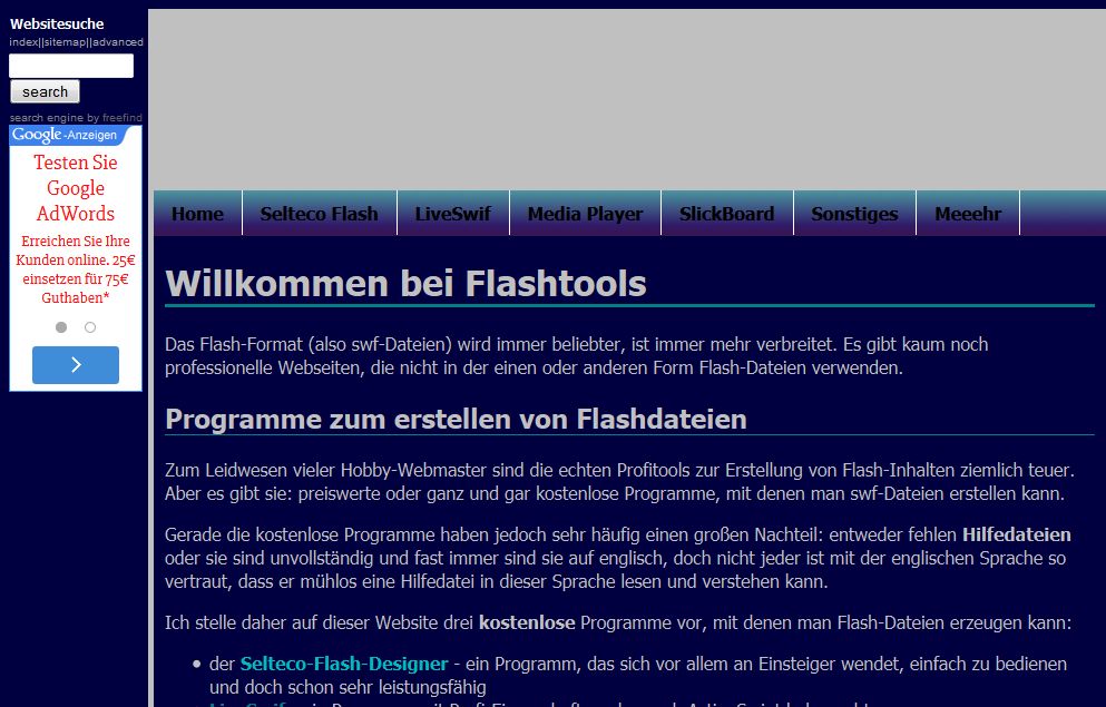 Screenshot flashtools.npage.de