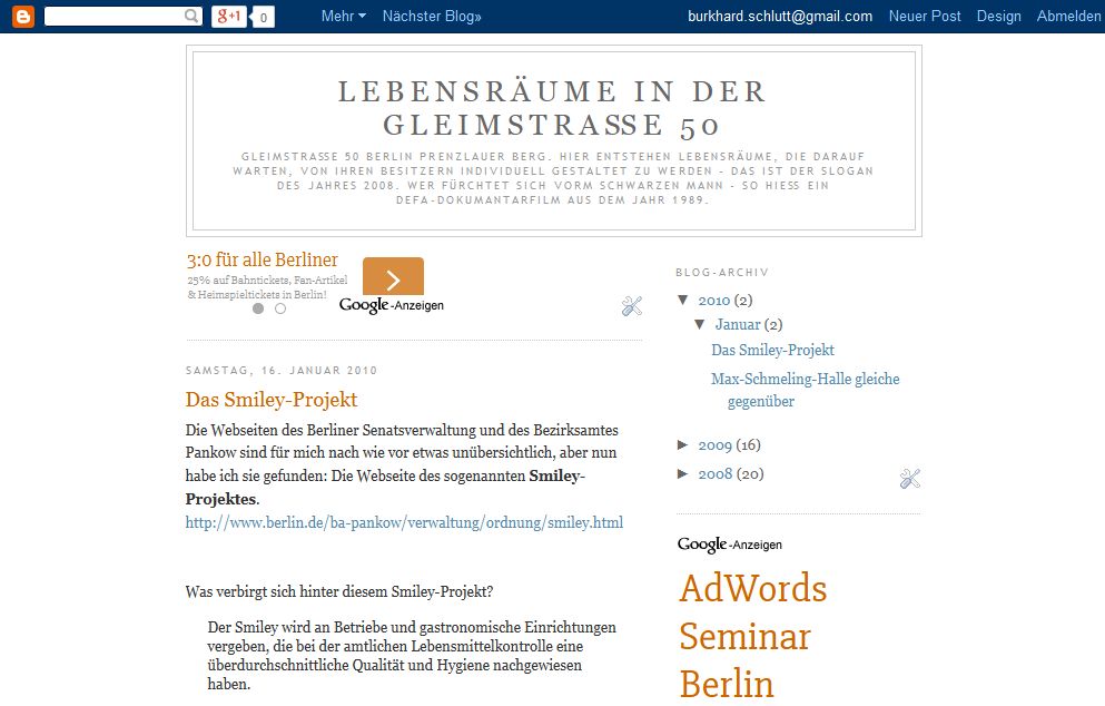 Screenshot gleim50.blogspot.de