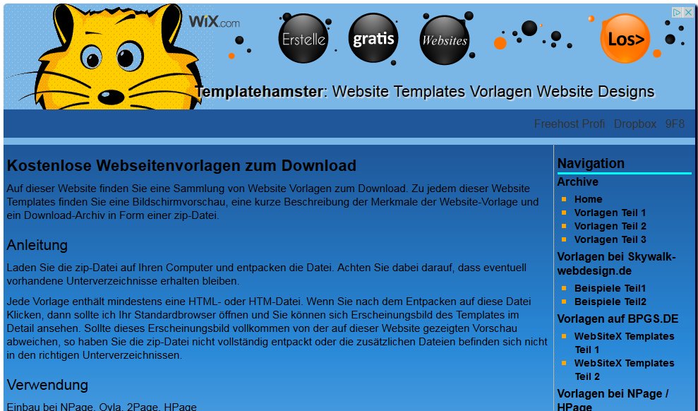 Screenshot template-hamster.host4free.de